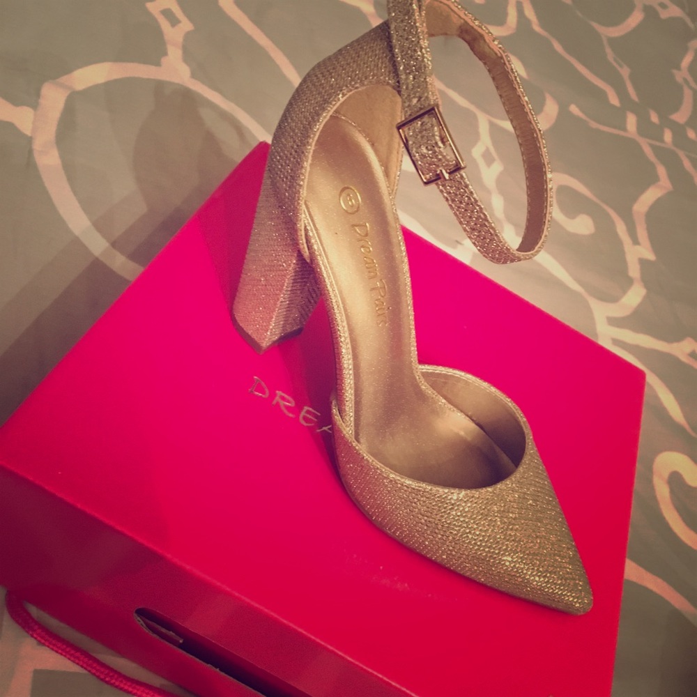 Gold sparkly heels
